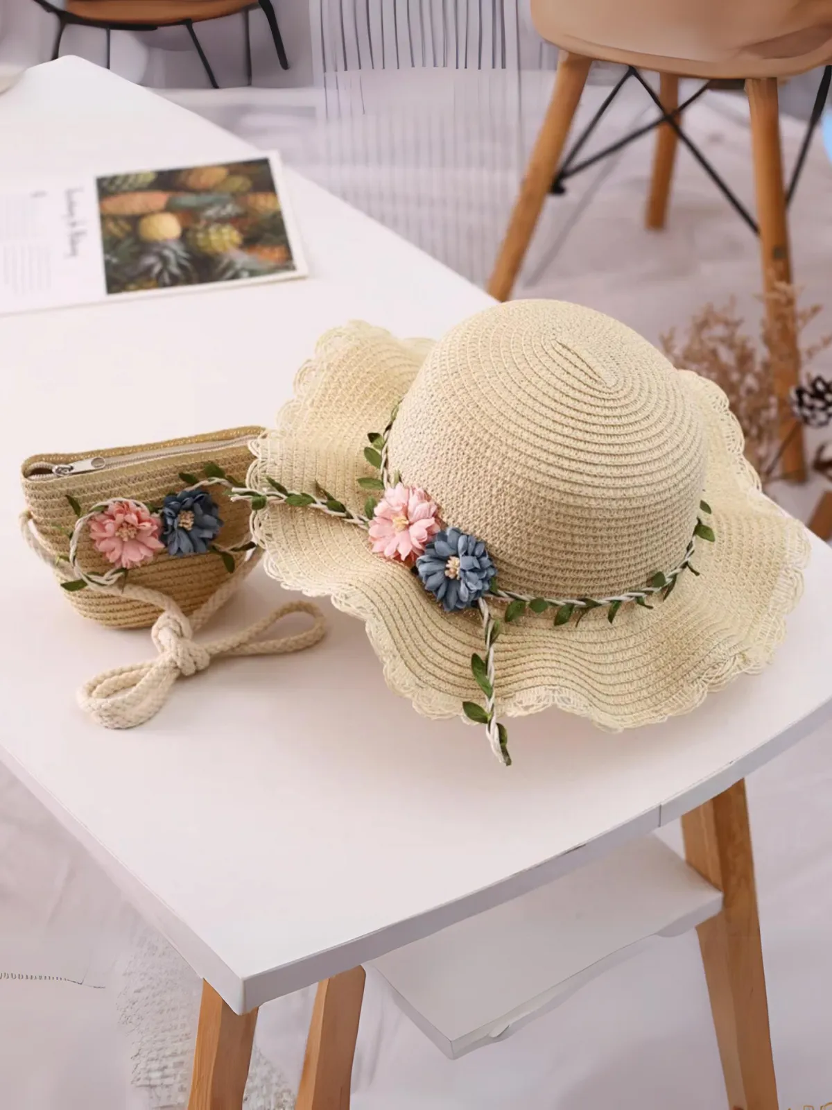 Summer's Here Floral Straw Hat Set