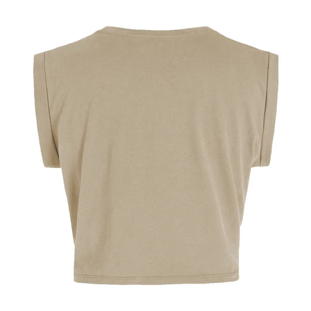 Tummy Knot Twist Cropped Solid Tee
