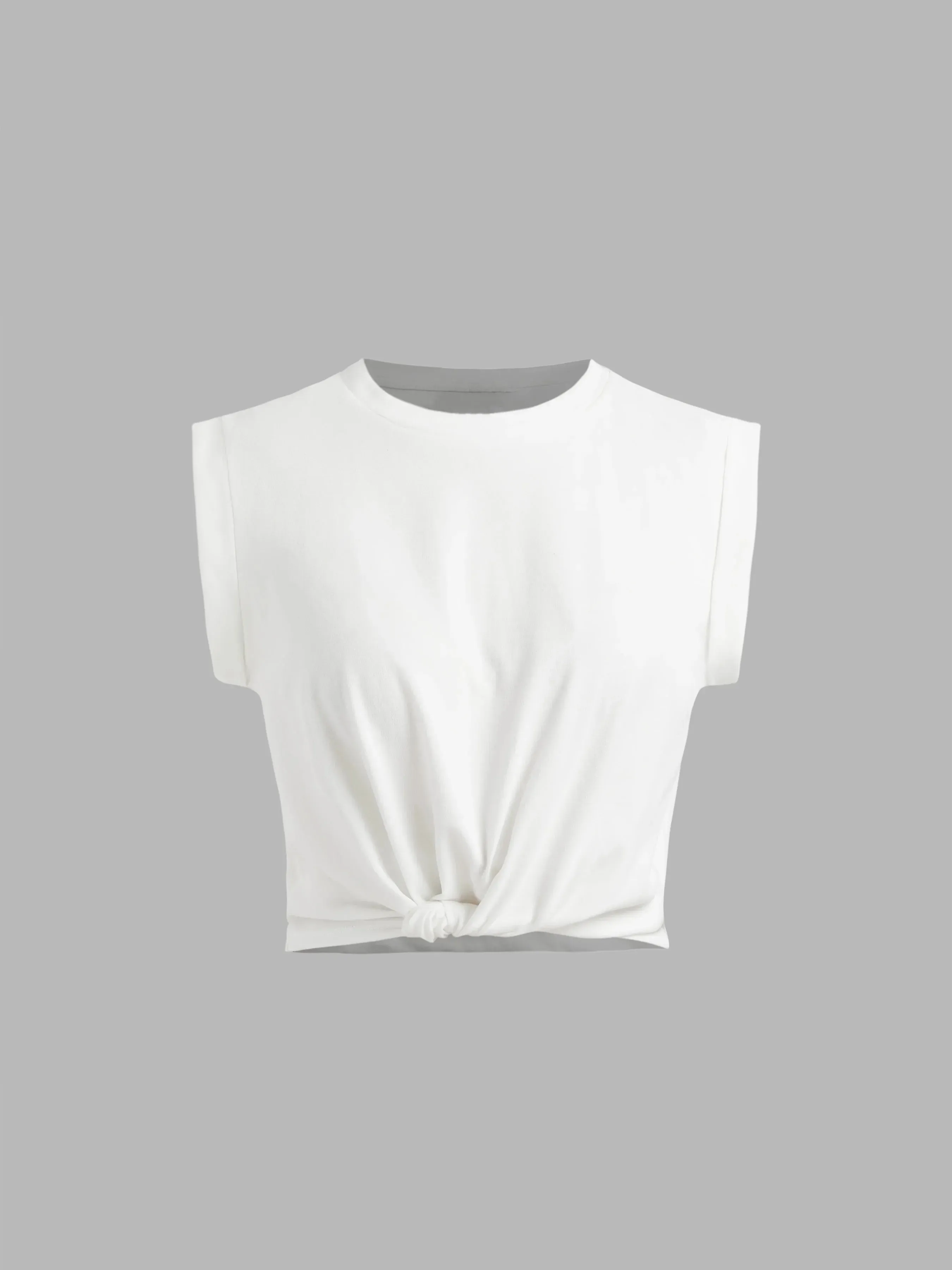 Tummy Knot Twist Cropped Solid Tee