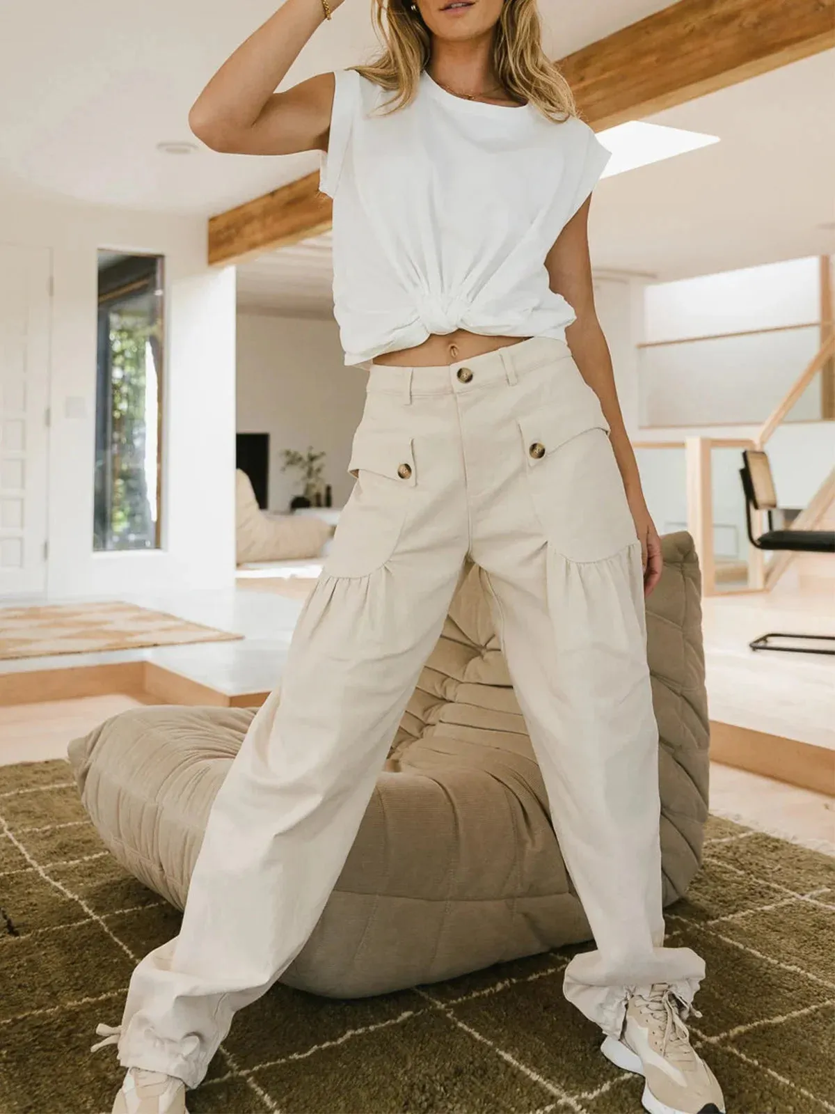 Tummy Knot Twist Cropped Solid Tee
