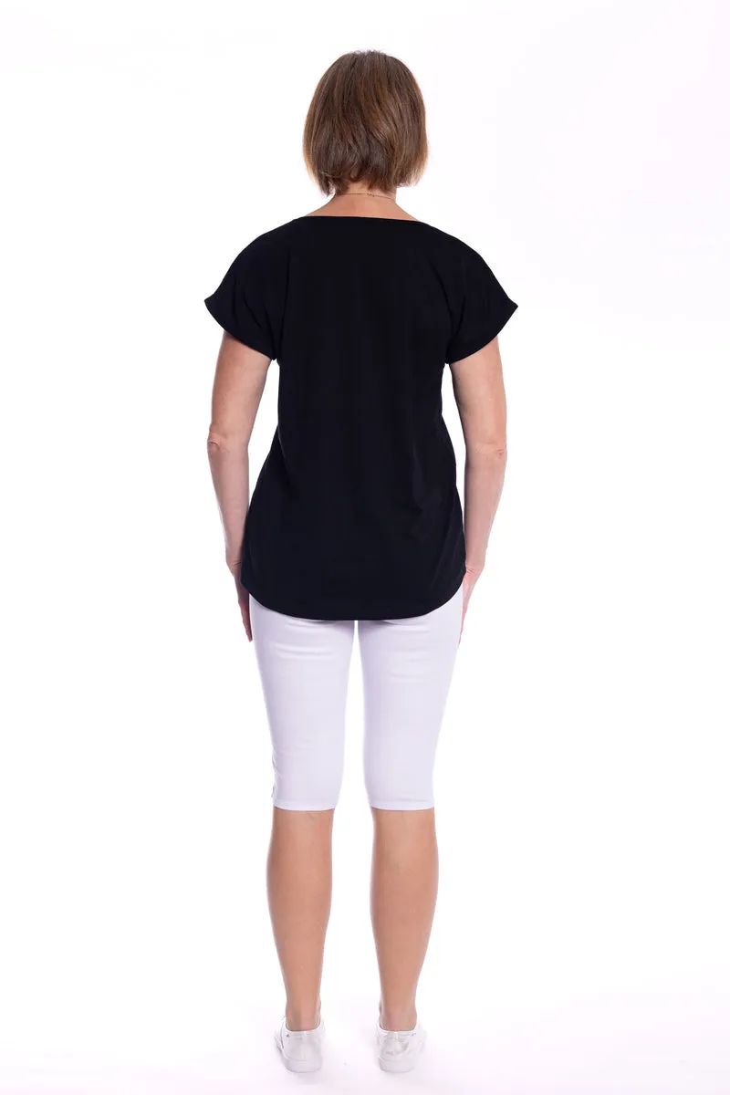V-Neck Tee by Cafe Latte - Black