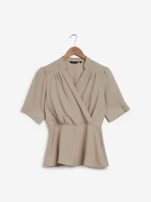 Wardrobe Taupe Peplum-Style Saige Top