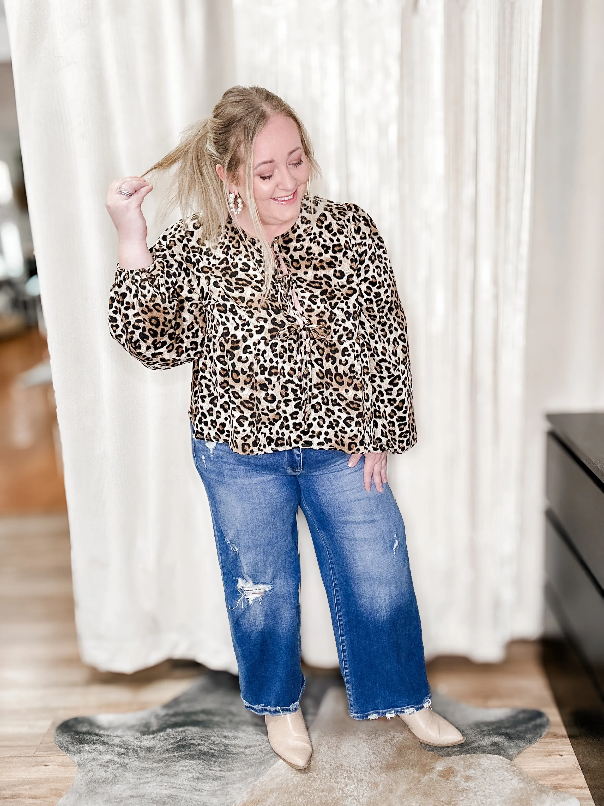 Wide leg baggy cropped jeans